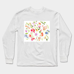 Loose Floral Watercolour Painting Long Sleeve T-Shirt